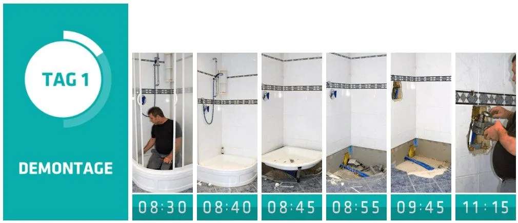 Tag 1, Schritt 1: Demontage der alten Dusche