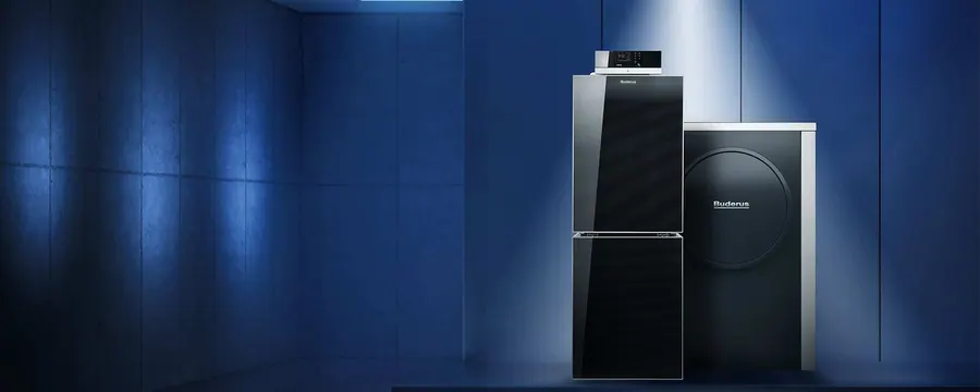 Moderne Buderus-Heizung mit Wärmepumpe und Warmwasserspeicher im Technikraum